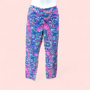 Lilly Pulitzer Size 4 Kelly Pants Blue &Pink‎ high rise skinny fit Pants